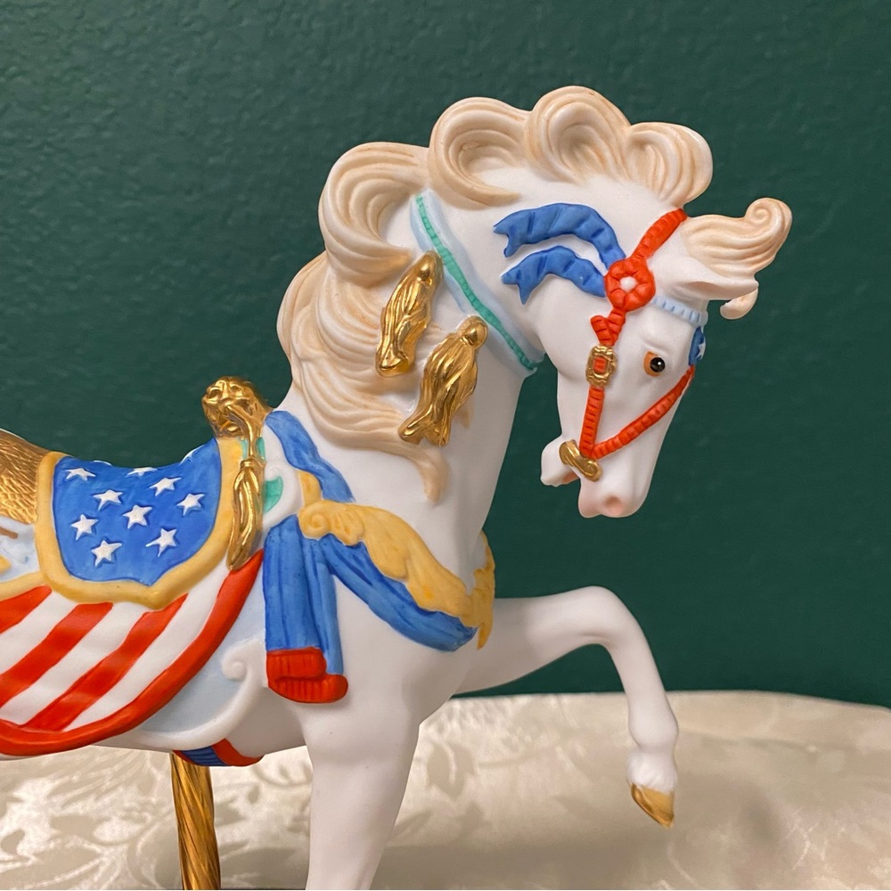 Lenox 1991 Pride of America USA Flag Porcelain Carousel Horse - Picture 2 of 5